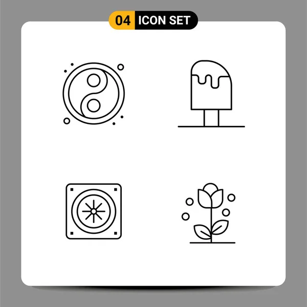 Conjunto Iconos Interfaz Usuario Moderna Símbolos Signos Para Yin Yang — Vector de stock