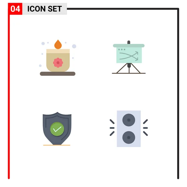 Flat Icon Concept Websites Mobile Apps Candle Protection Strategic Planning — Stock Vector