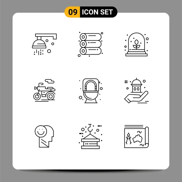 Creative Icons Modern Jelek Szimbólumok Mecset Öblítés Növekedés Árucikk Közlekedés — Stock Vector