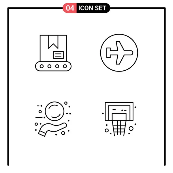 Creative Icons Modern Signs Symbols Bulldozer Προσφορά Aero Plane Flying — Διανυσματικό Αρχείο