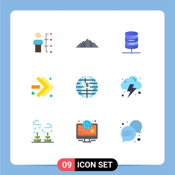 Modern Set Flat Colors Symbols Right Arrows Nature Computing Server — Stock Vector