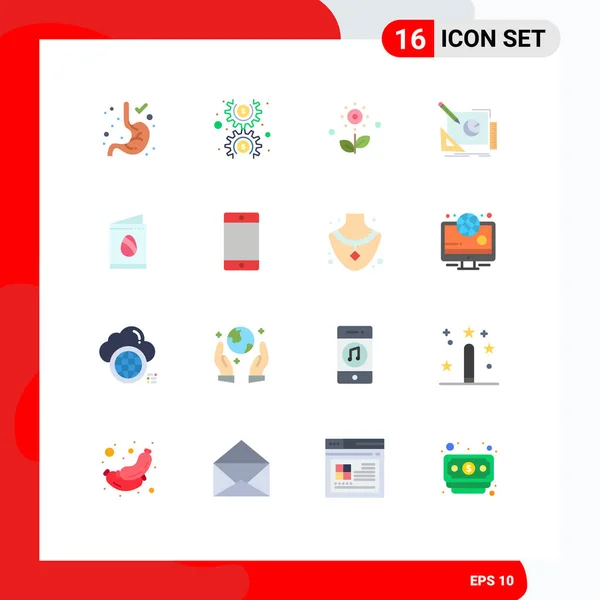 User Interface Flat Color Pack Modern Signs Symbols Egg Design - Stok Vektor