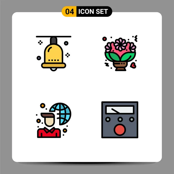 Universal Icon Symbols Group Modern Filledline Flat Colors Bell Rose — 스톡 벡터