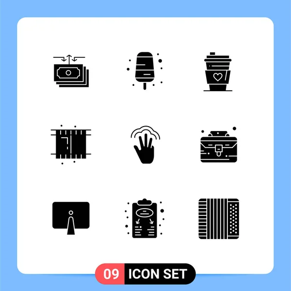 Interface Utilisateur Glyphe Solide Pack Signes Symboles Modernes Main Doigts — Image vectorielle