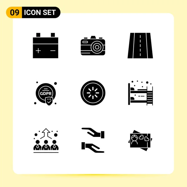 Set Modern Icons Symbols Signs Loading Connection Way Communication Gdpr — Stock Vector