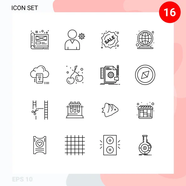 Modern Set Outlines Pictograph Mobile Market Place Badge Worldwide Earth — 스톡 벡터