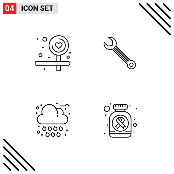 Iconos Creativos Signos Símbolos Modernos Tablero Nube Llave Inglesa Construcción — Vector de stock