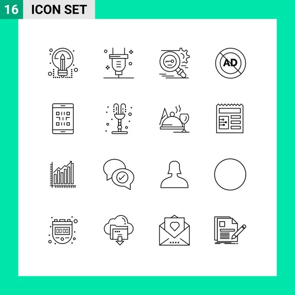 Stock Vector Icon Pack Van Line Signs Symbolen Voor Blok — Stockvector