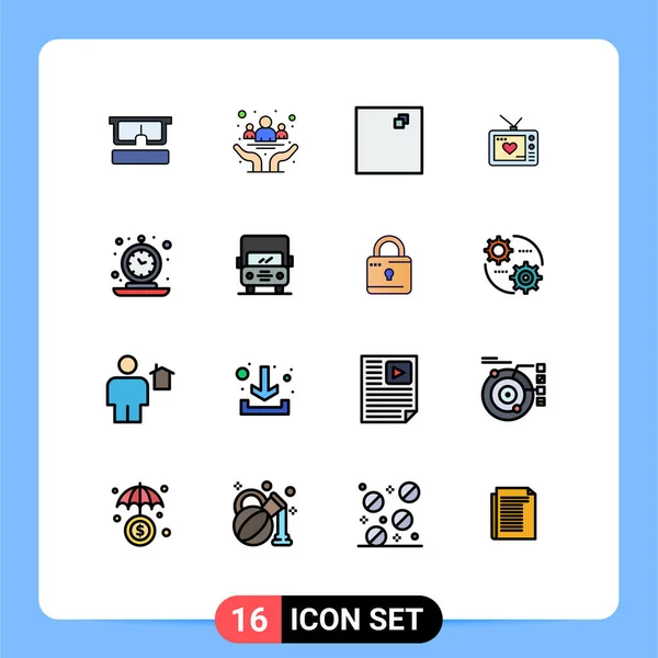 16個のモダンなUiアイコンのセット古い アラーム 愛のための記号編集可能なクリエイティブベクトルデザイン要素 — ストックベクタ
