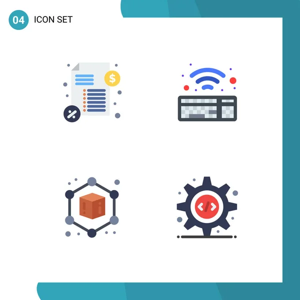 Iconos Planos Vectoriales Temáticos Símbolos Editables Préstamo Interfaz Programación Teclado — Vector de stock