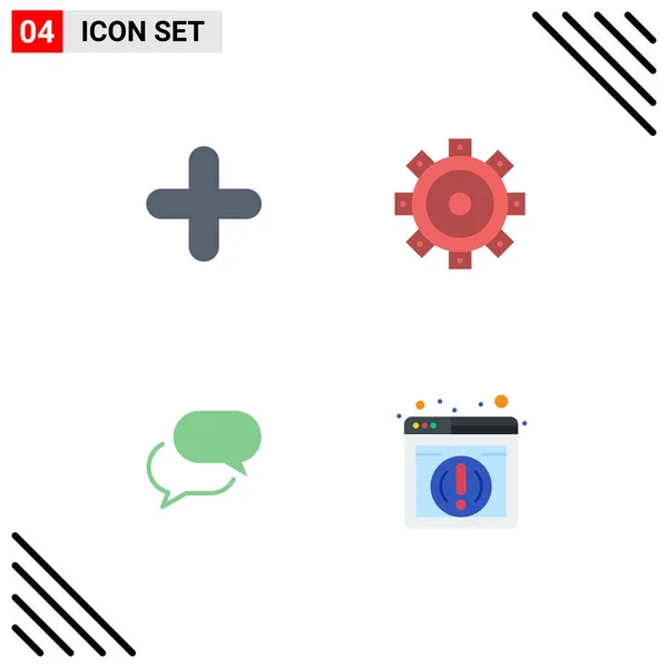 Set Commercial Flat Icons Pack Add Sms Sign Setting Information — Vector de stock