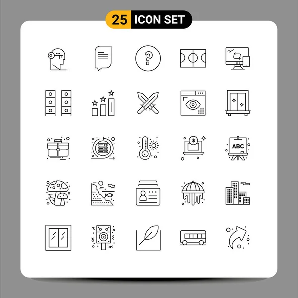 Mobile Interface Line Set Pictograms Transfer Mobile Circle Computing Field — Stockový vektor