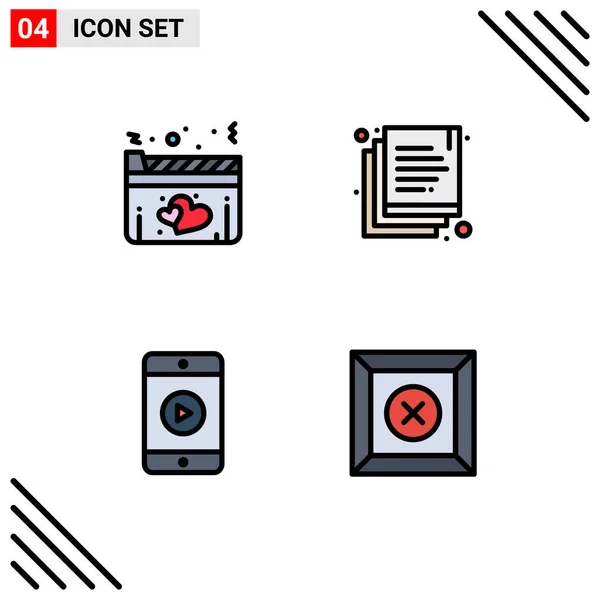 Conjunto Icones Modernos Símbolos Sinais Para Filme Vídeo Filme Duplicado — Vetor de Stock