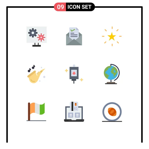 Universal Icon Symbols Group Modern Flat Színek Szaxofon Zene Kullancs — Stock Vector