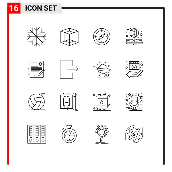 16现代标志和历史符号 全球可编辑向量设计元素用户界面概述包 — 图库矢量图片