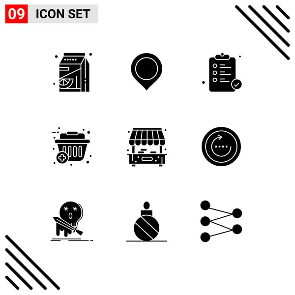 Vector Icon Pack Line Signs Symbols Life Shopping Basket Hospital — 스톡 벡터