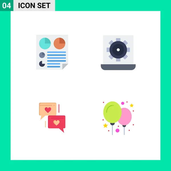 Pack Creative Flat Icons Data Setting Report Configure Love Editable — Stock Vector