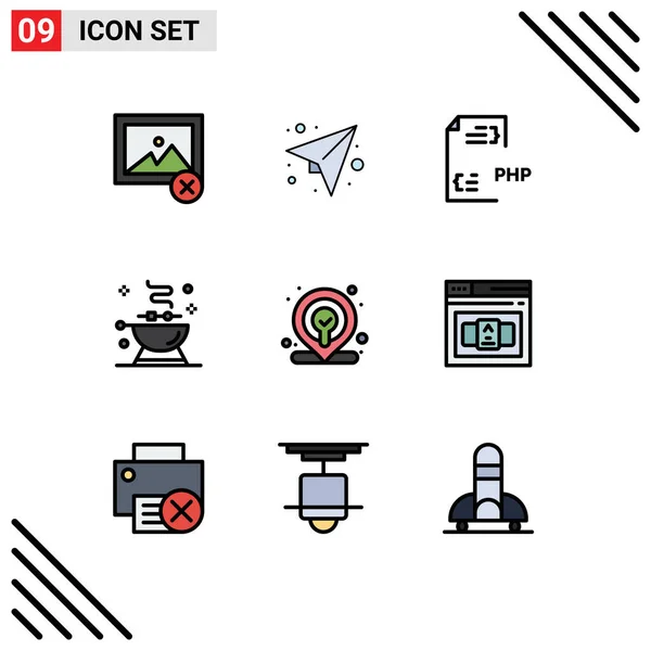 Creative Icons Modern Signs Symbols Location Grill Develop Food Barbecue — Stock Vector