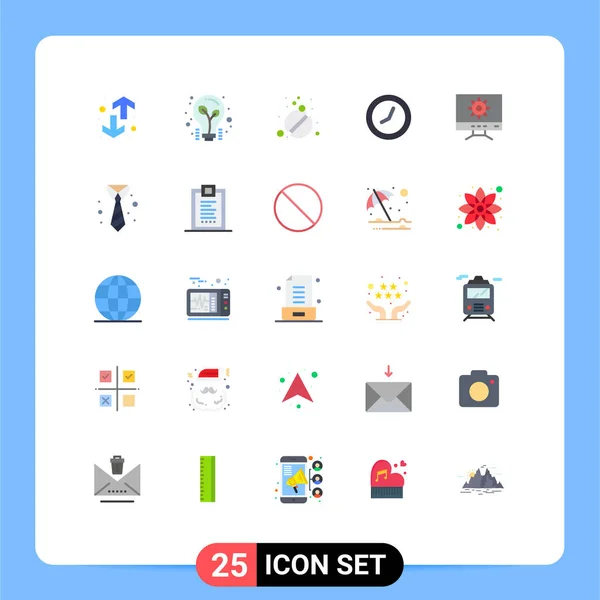 Mobile Interface Flat Color Set Pictograms Setting Watch Tips Time — Stockový vektor