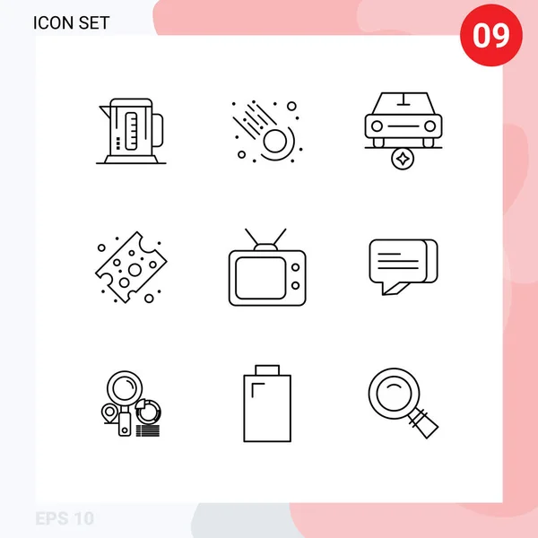 Modern Set Outlines Pictograph Chat Important Television Food Editable Vector — Stock Vector