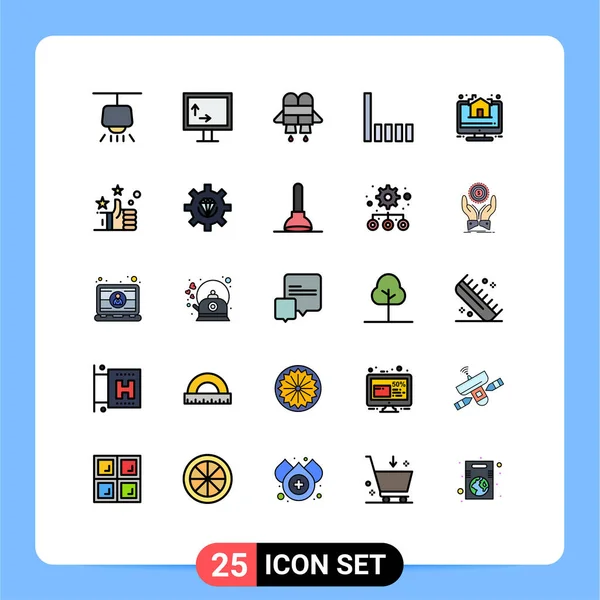 Universal Icon Sysymbols Group Modern Filled Line Flat Colors Favorites — Archivo Imágenes Vectoriales