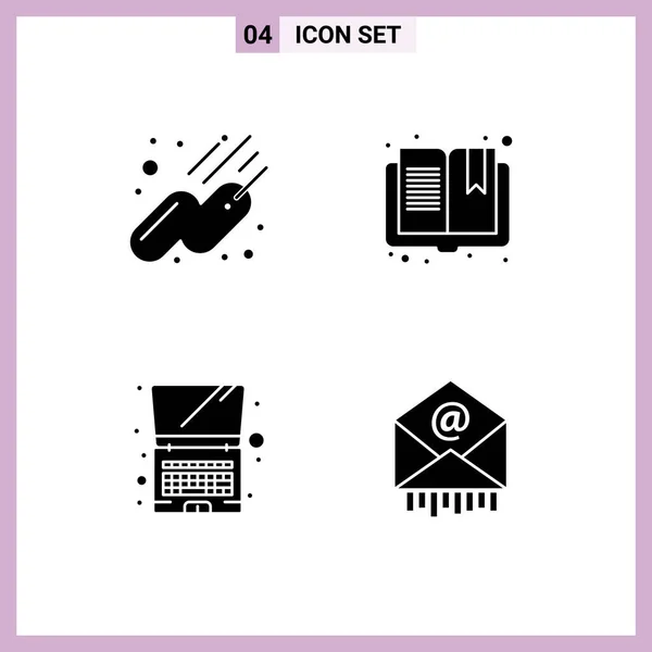 Universal Icon Symbols Group Modern Solid Glyphs Satellite Technology Book — Stockvector