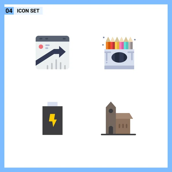 Flat Icon Pack Símbolos Universais Seta Educação Relatório Cor Carga —  Vetores de Stock