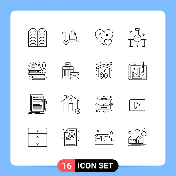 Pictogram Set Simple Outlines Science Lab Science Heart Laboratory Research — Stock Vector