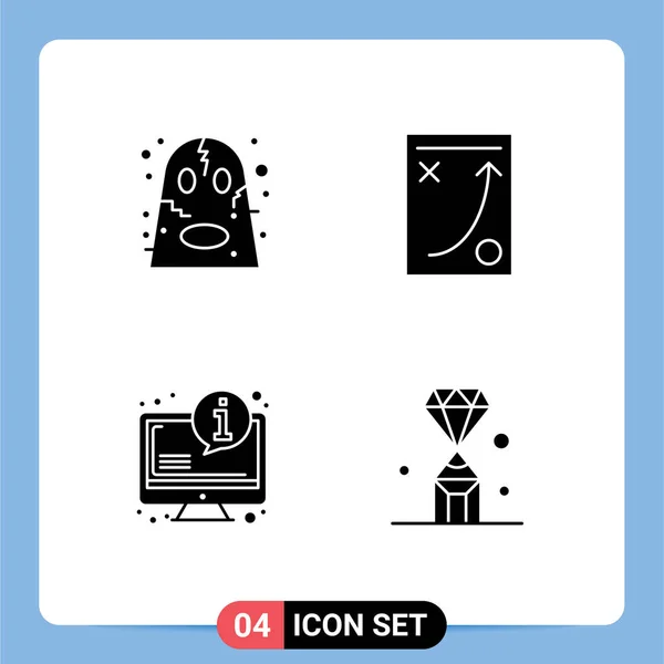 Pictogram Set Simple Solid Glyphs Angry System Scary Planning Info — 스톡 벡터
