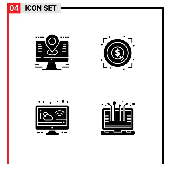 Stock Vector Icon Pack Mit Linienzeichen Und Symbolen Für Karte — Stockvektor