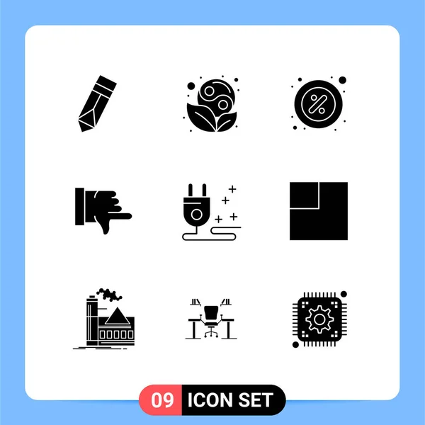 Universal Solid Glyphs Set Web Mobile Applications Cable Vote Discount — Vetor de Stock