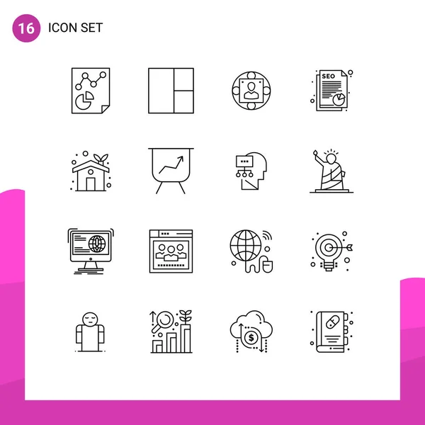 Paquete Iconos Vectores Stock Signos Símbolos Línea Para Casa Ecología — Vector de stock