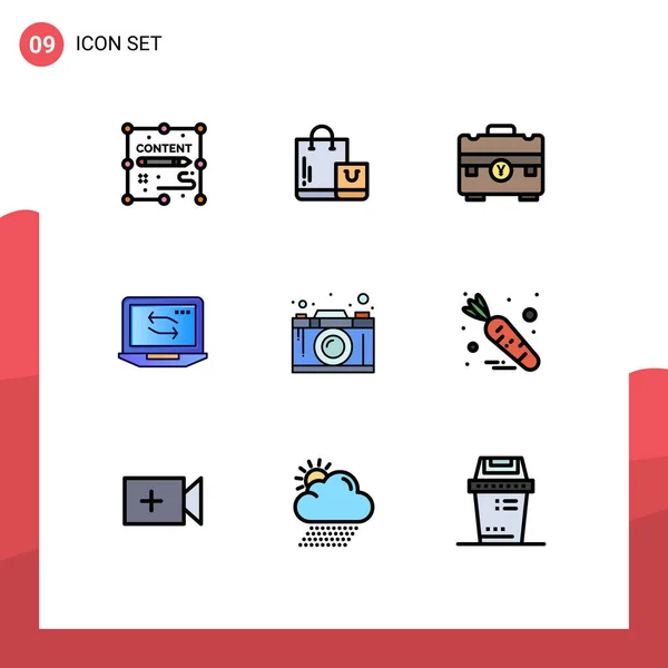 Iconos Creativos Signos Símbolos Modernos Apartamento Aplicación Valla Bolsa Mac — Vector de stock