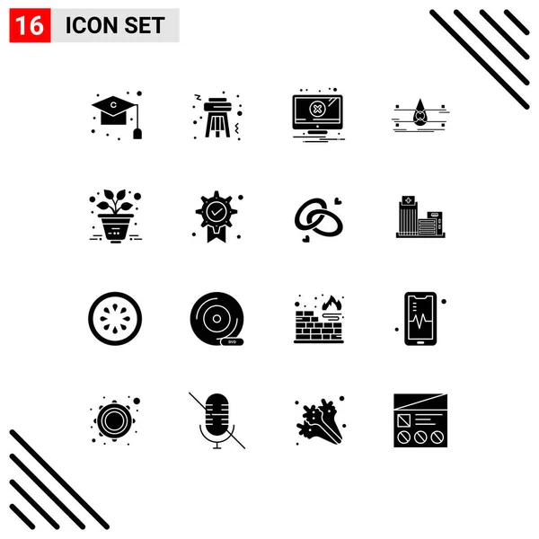 Pictogram Set Simple Solid Glyphs Business Safety Alert Clean Water — Stock Vector