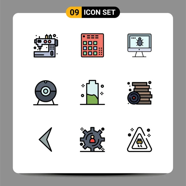 Universal Icon Symbols Group Modern Filledline Flat Színek Akkumulátor Kamera — Stock Vector