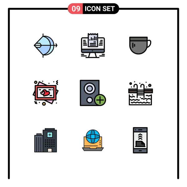 Vector Icon Pack Line Signs Symbols Wedding Heart Computer Frame — 스톡 벡터