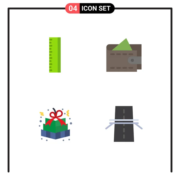 Set Vector Flat Icons Grid Education Gift Box Cash Christmas — Stock Vector