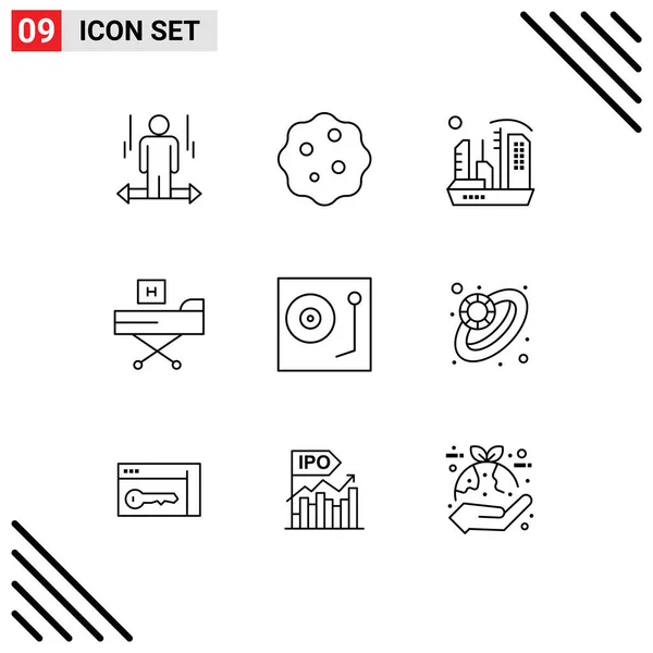 Set Modern Icons Sysymbols Signs Form Disease Zoom Bed Dome — Vector de stock