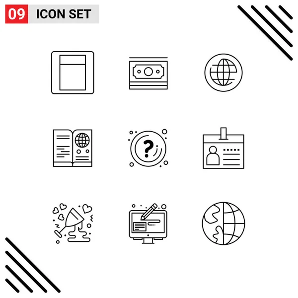 Set Modern Icons Símbolos Sinais Para Marca Internacional Global Viagens — Vetor de Stock