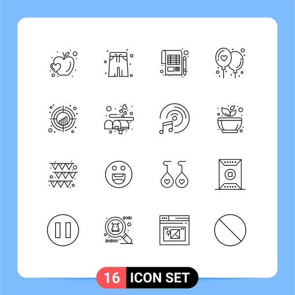 Stock Vector Icon Pack Mit Linienzeichen Und Symbolen Für Handlung — Stockvektor