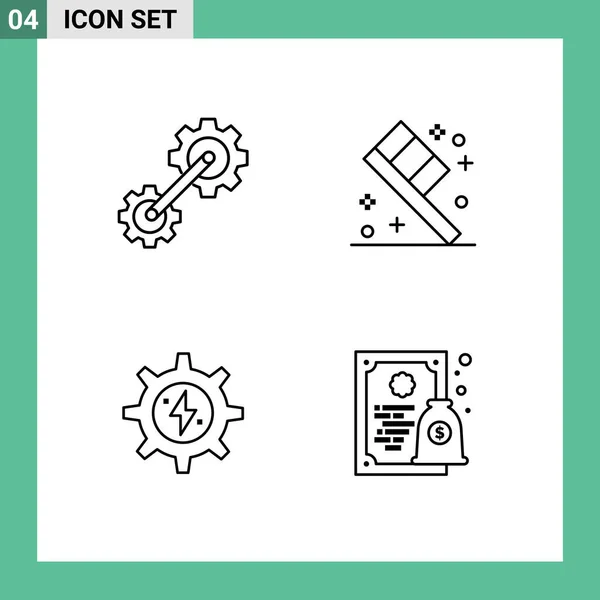 Icône Vectorielle Stock Paquet Signes Symboles Ligne Pour Les Rouages — Image vectorielle