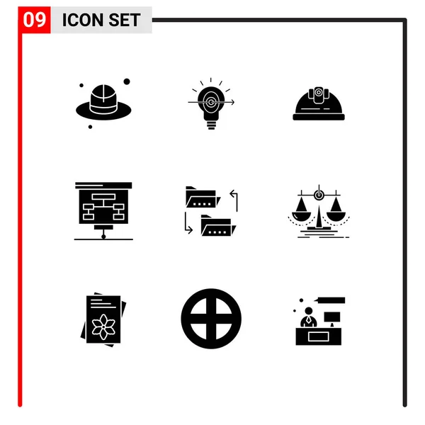 Stock Vector Icon Pack Líneas Signos Símbolos Para Archivos Carpetas — Vector de stock
