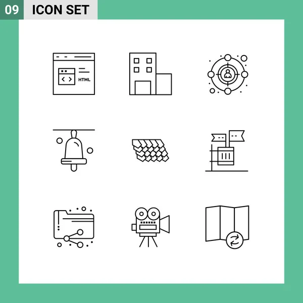 Group Outlines Signs Symbols Construction Tile Audience Roof Education Editable — Stock Vector