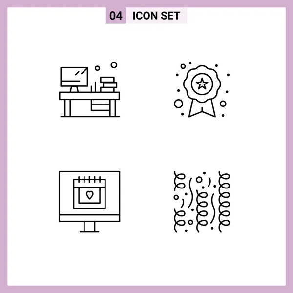 Set Icone Moderne Dell Interfaccia Utente Segni Tavolo Cuore Monitor — Vettoriale Stock