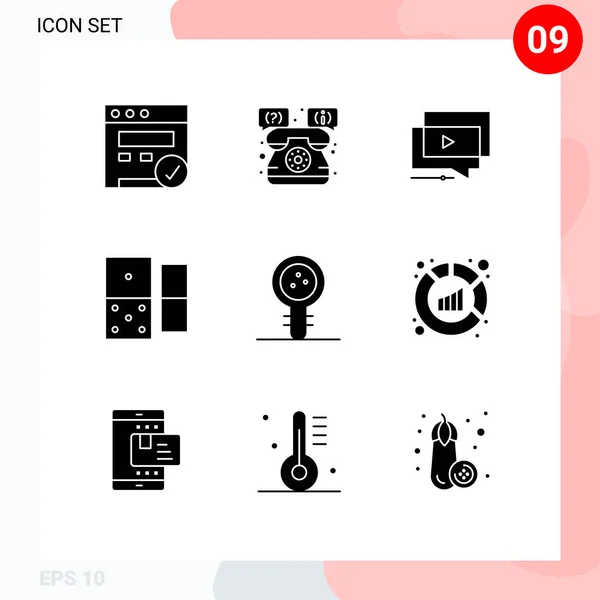 Modern Készlet Solid Glyphs Pictograph Tudás Biológia Youtube Dominók Kaszinó — Stock Vector