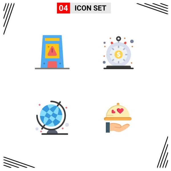 Modern Set Flat Icons Pictograph Floor Quick Warning Instant Geography — Stock Vector