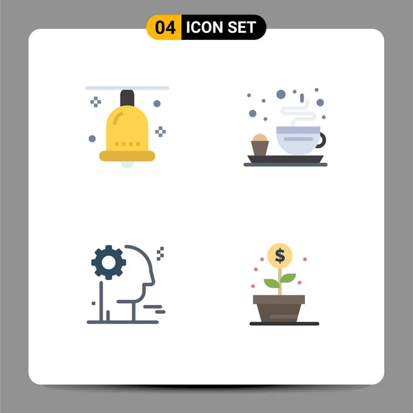 Mobile Interface Flat Icon Set Pictograms Bell Gear Festival Plate — Stock Vector