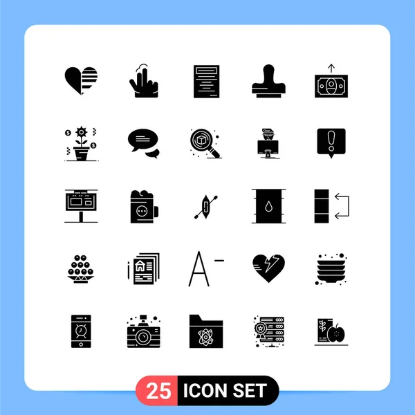 Universal Solid Glyphs Set Para Aplicações Web Móveis Dinheiro Dinheiro — Vetor de Stock