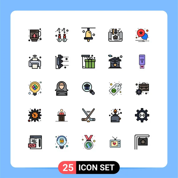 Conjunto Icones Modernos Símbolos Sinais Para Impressora Estrela Educação Notificação — Vetor de Stock