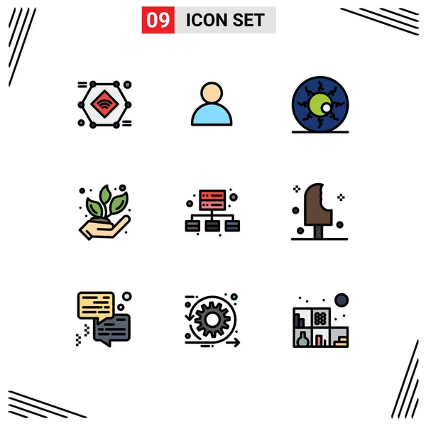 Creative Icons Modern Jelek Szimbólumok Üzleti Természet Véres Szemgolyó Termelő — Stock Vector